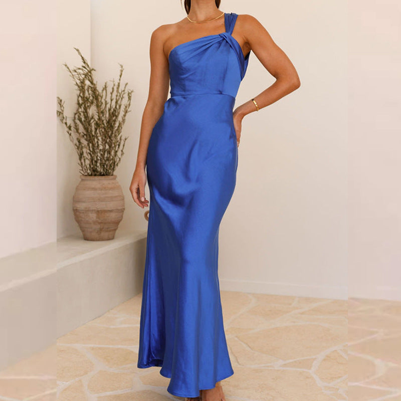 Variant image for Orion Elegantes Abendkleid für Frauen - Satin One-Shoulder Langes Kleid für Hochzeiten und Galas-1